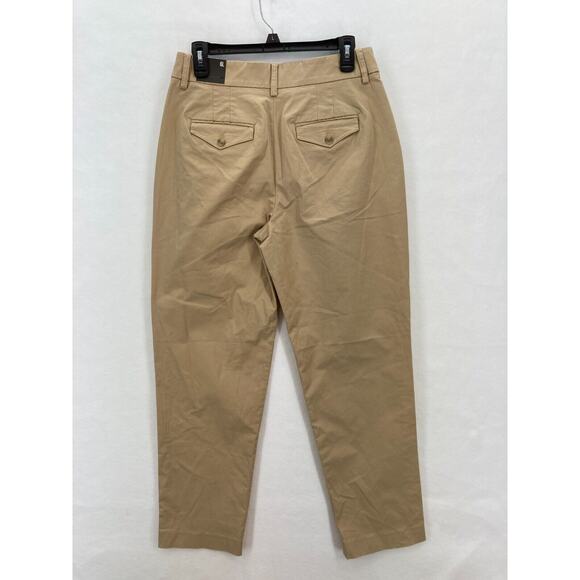Express Ankle Pants Women's 6 Long Khaki Beige Stretch Fabric Pleated Chino NWT - Picture 11 of 14
